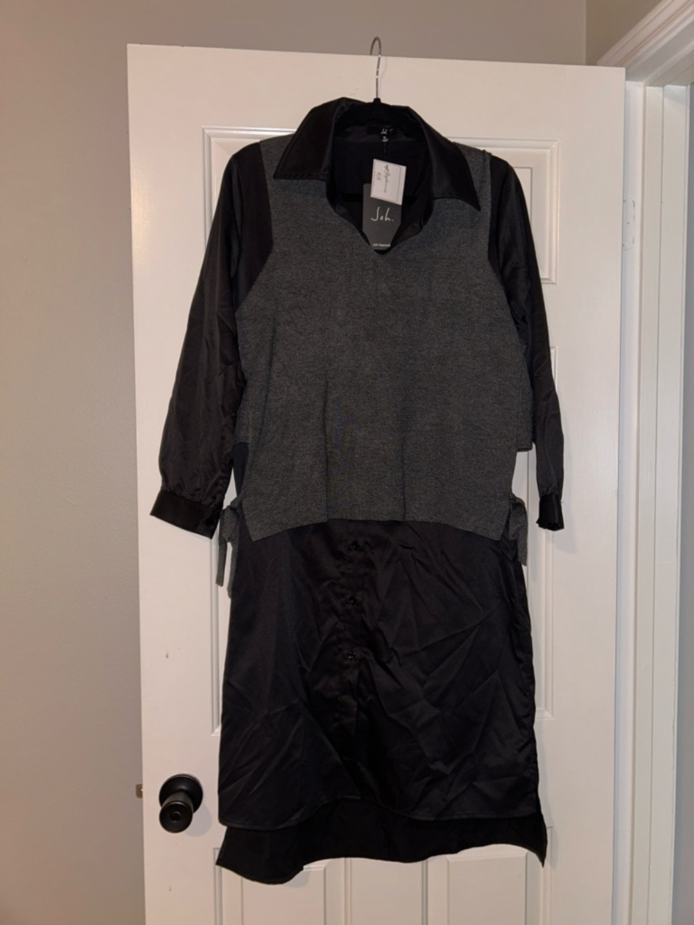 Layered Black and Charcoal Midi Dress